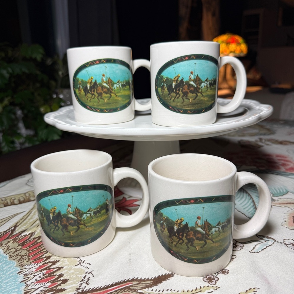 Polo Ralph Lauren Mugs Limited Edition with Box Set of 4 Polo Player Design 1978